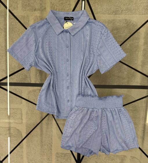 Pyjama short haut demi manche " Bleu "