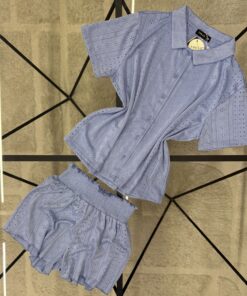 Alternative view of Pyjama short haut demi manche " Bleu "