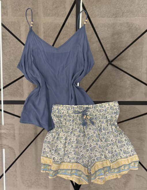 Pyjama short bustier " Bleu "