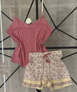 Pyjama short bustier " Rose"