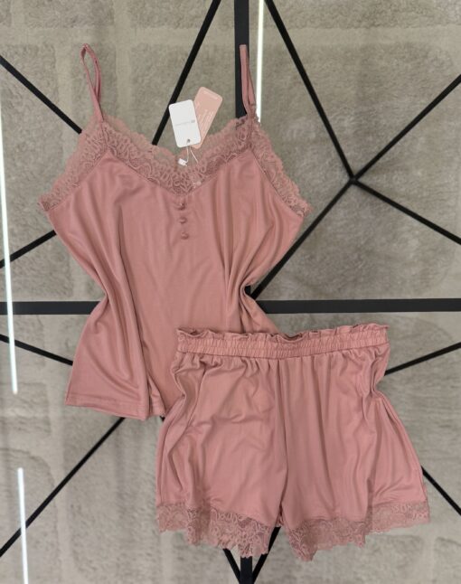 Pyjama short bustier " rose "