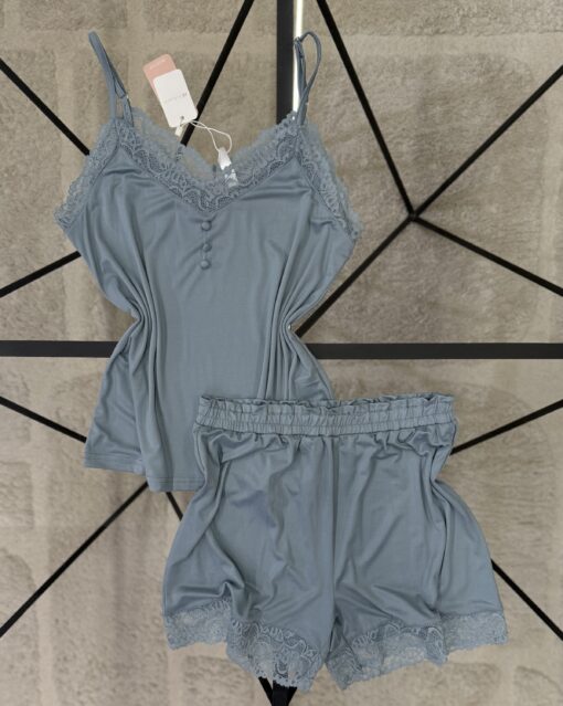 Pyjama short bustier " Bleu vert "