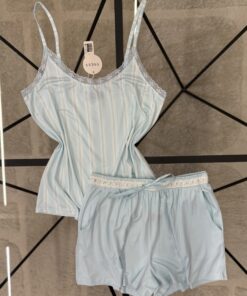 Pyjama short bustier " Bleu "