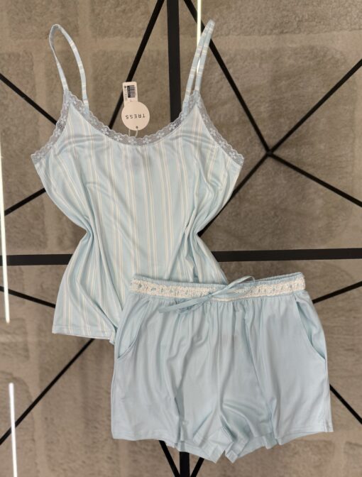 Pyjama short bustier " Bleu "