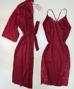 Ensemble nuisette longue  peignoir "bordeaux"