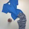 Pyjama pantalon haut demi manche " Bleu "