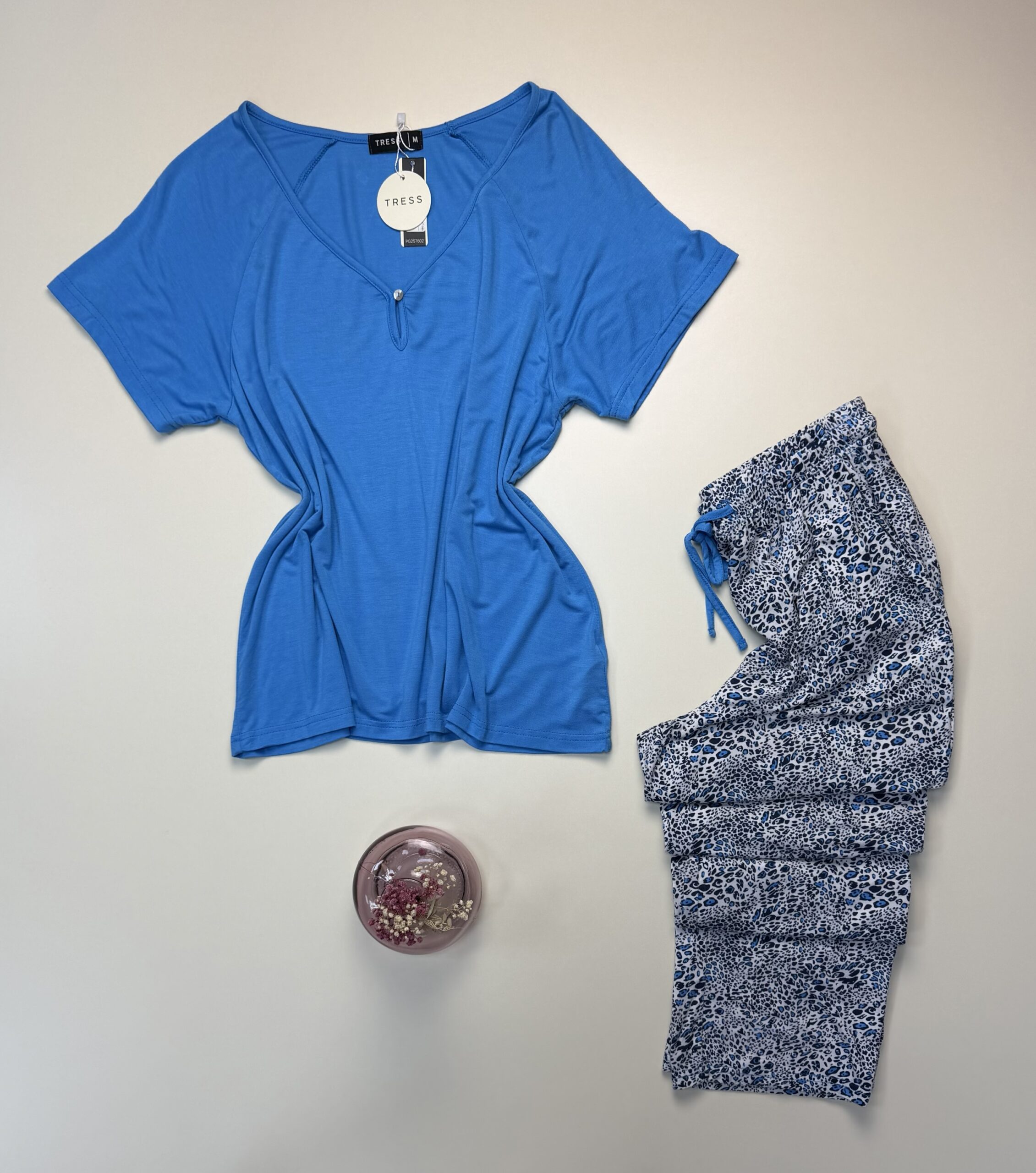 Pyjama pantalon haut demi manche " Bleu " – Image 2