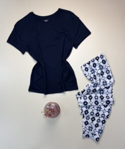 Alternative view of Pyjama haut demi manche - Primark -  ” Bleu nuit - A fleurs “