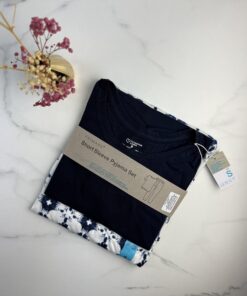 Alternative view of Pyjama haut demi manche - Primark -  ” Bleu nuit - A fleurs “