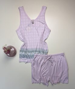 Pyjama short bustier " Rose "