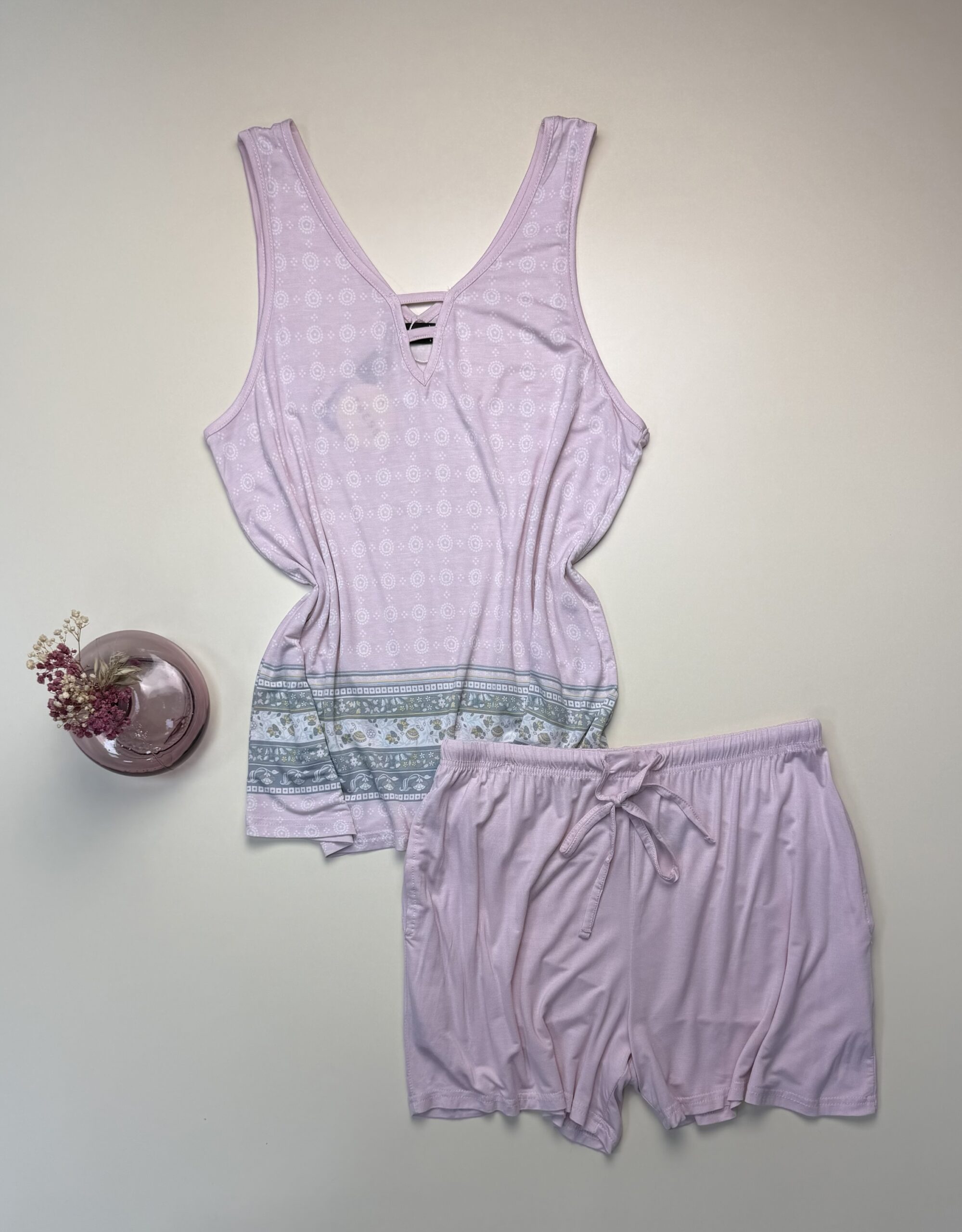 Pyjama short bustier " Rose "