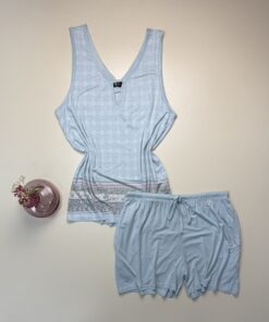 Pyjama short bustier " bleu Vert "