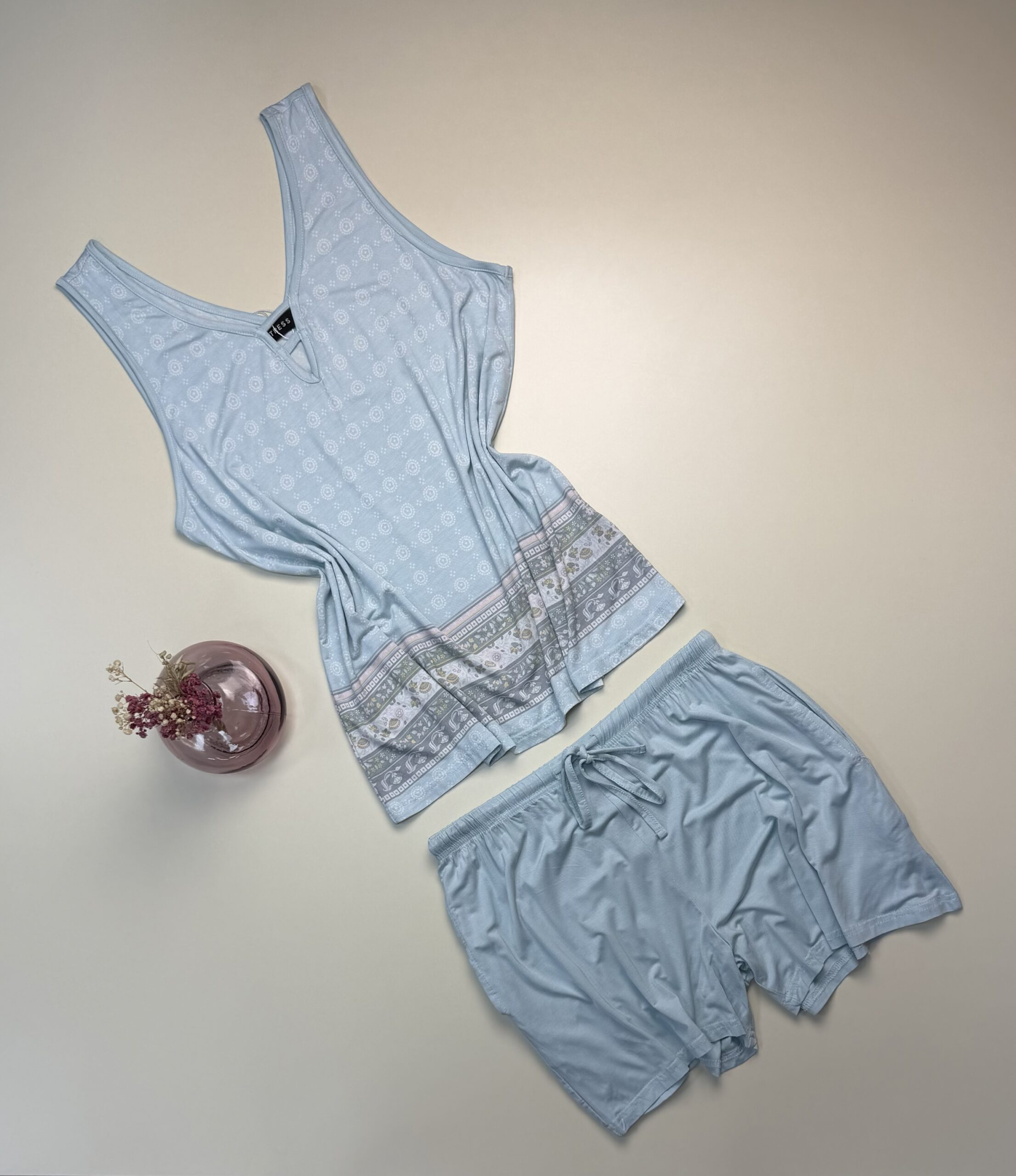 Pyjama short bustier " bleu Vert " – Image 2