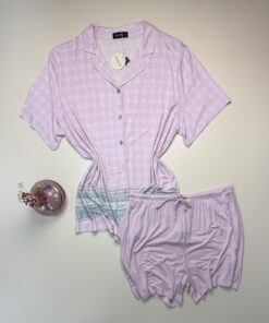 Pyjama short boutonnée " Rose "