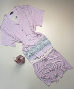 Alternative view of Pyjama short boutonnée " Rose "