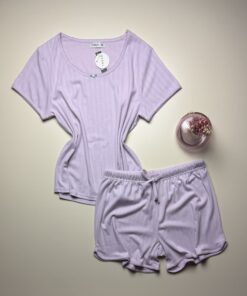 Pyjama short haut demi manche " Mauve clair "