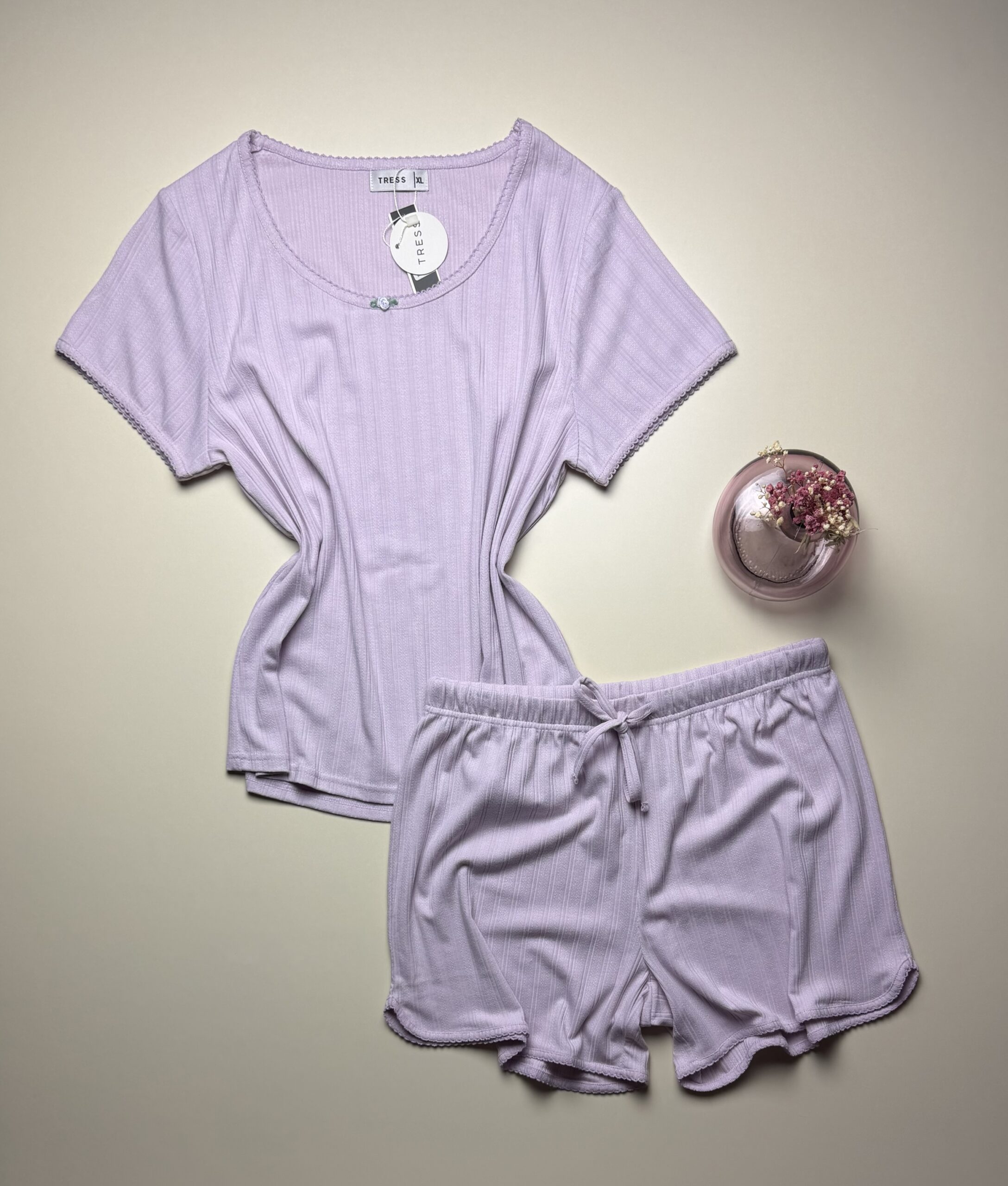 Pyjama short haut demi manche " Mauve clair "