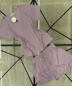 Alternative view of Pyjama short  haut demi manche " Violet  "