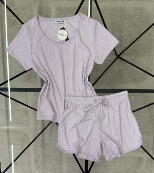 Pyjama short  haut demi manche " Mauve clair "