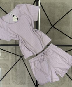 Alternative view of Pyjama short  haut demi manche " Mauve clair "