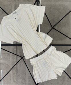 Alternative view of Pyjama short  haut demi manche " Écru "