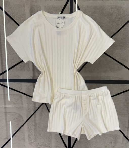 Pyjama short  haut demi manche " Écru "