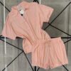 Pyjama short haut demi manche  boutonnée " Rose "