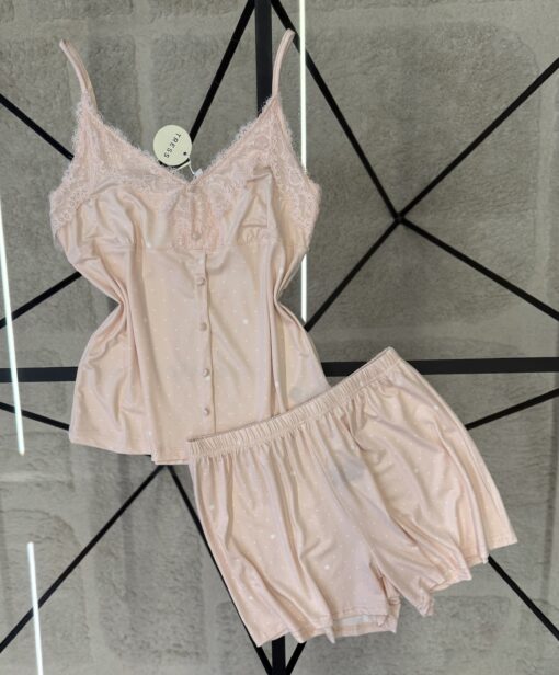 Pyjama short bustier " Rose "