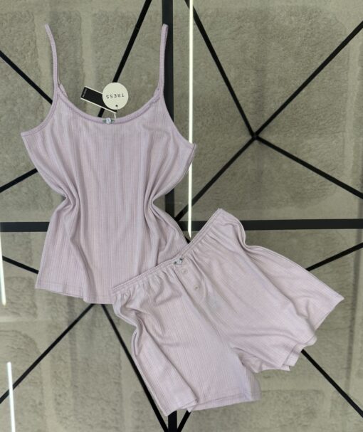 Pyjama short bustier " Mauve clair "