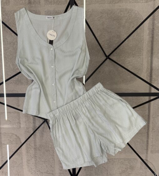 Pyjama short boutonnée " Vert "