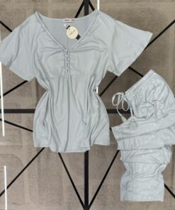 Alternative view of Pyjama pantalon haut demi manche " Vert "