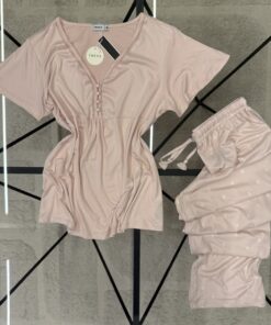 Alternative view of Pyjama pantalon haut demi manche " Rose "