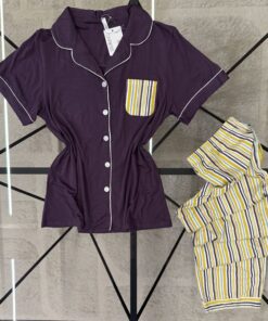 Alternative view of Pyjama pantalon boutonné " Mauve "