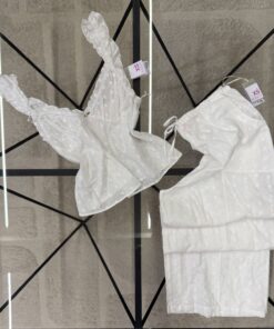 Pyjama bustier pantalon primark en lin " blanc "