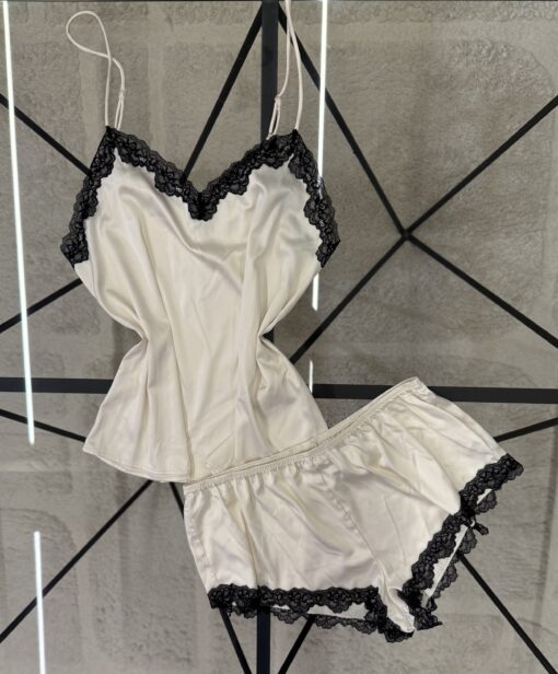 Pyjama short-bustier en satin primark " écru "