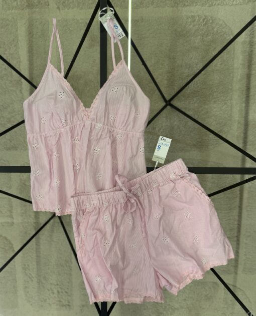 Bustier short en lin primark - Rose à rayures -
