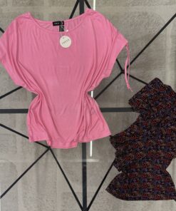 Alternative view of Pyjama haut Demi Manche Pantacourt " Rose "