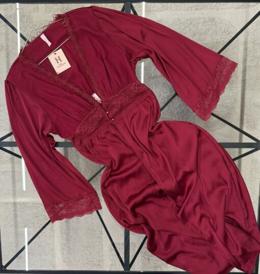 Ensemble nuisette peignoir long  " Bordeaux "