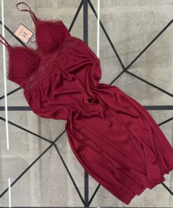 Alternative view of Ensemble nuisette peignoir long  " Bordeaux "