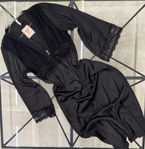 Ensemble nuisette peignoir long  " Noir "