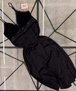 Alternative view of Ensemble nuisette peignoir long  " Noir "