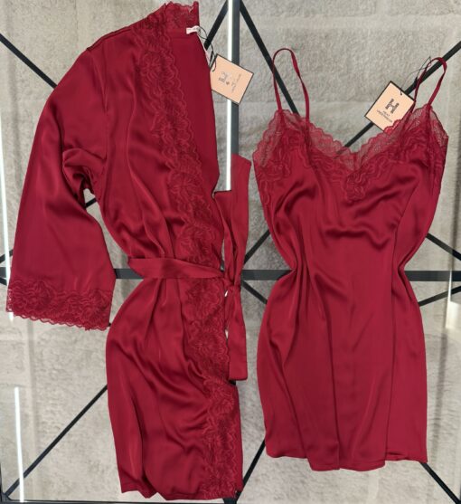 Ensemble nuisette peignoir "bordeaux"