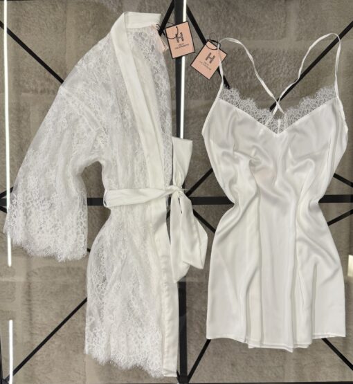Ensemble nuisette peignoir "blanc"