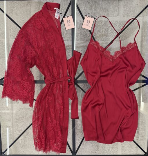 Ensemble nuisette peignoir "Bordeaux"