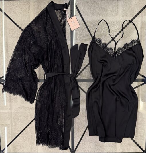 Ensemble nuisette peignoir "noir"