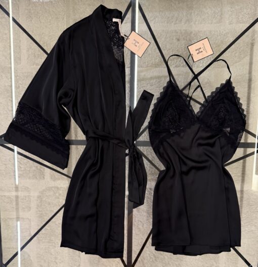 Ensemble nuisette peignoir "noir"