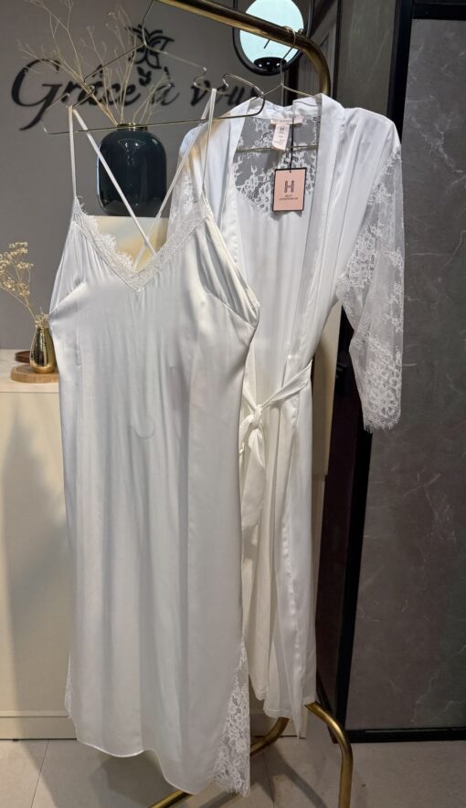Ensemble nuisette longue peignoir "blanc"