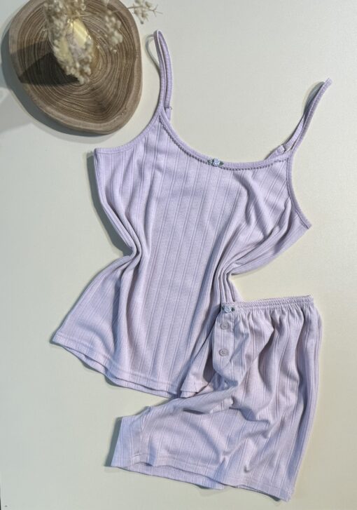 Pyjama short bustier " Mauve clair "