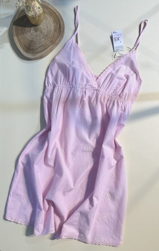 Nuisette en lin primark " Rose à rayures "