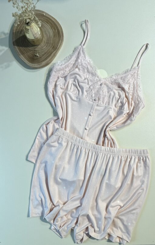 Pyjama short bustier " Rose "